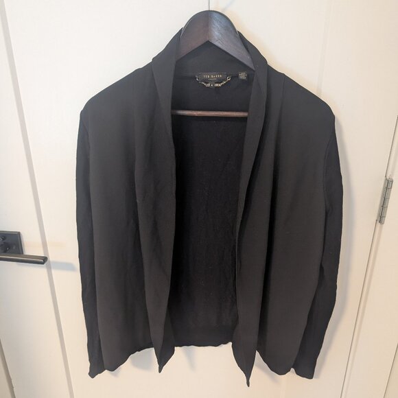 Ted Baker Faiyly Woven Front Wrap Black Cardigan Size 4 - Picture 3 of 6